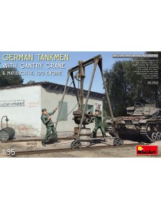 GERMAN TANKMEN WITH GANTRY CRANE & MAYBACH HL 120 ENGINE