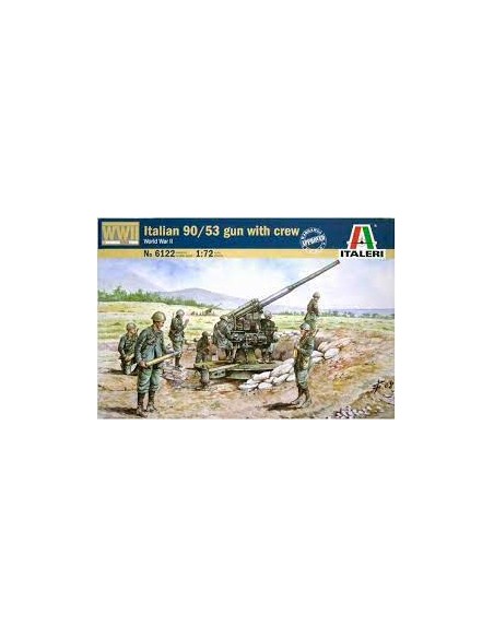Italian 90/53 gun with Crew WWII