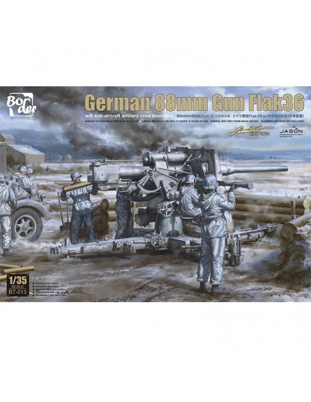 Flak37 Cañón Alemán de 88mm con 6 anti-aircraft artillery crew edicion caja de chapa members