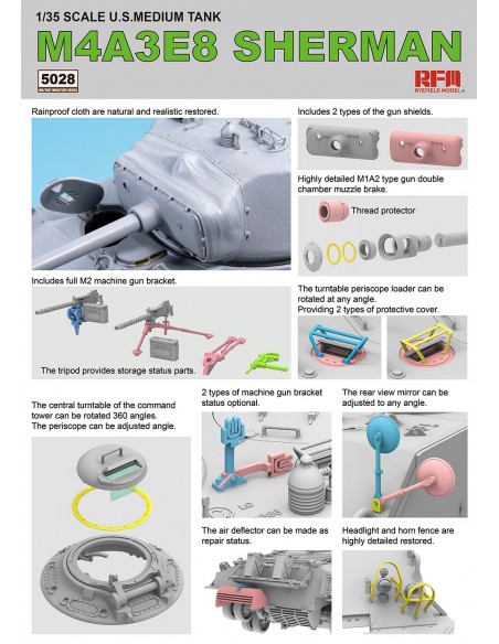 M4A3E8 Sherman w/workable track links and torsion bars