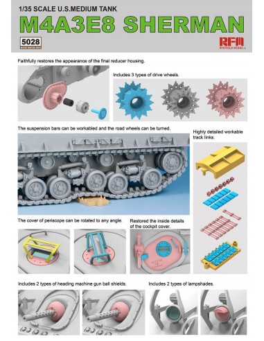 M4A3E8 Sherman w/workable track links and...