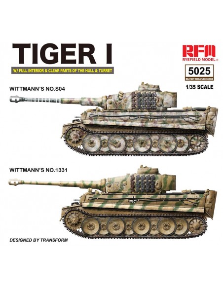 German Tiger I Early Production Wittmann's Tiger No. 504 with full interior and clear parts with workable tracks