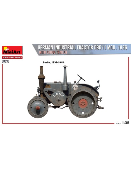 GERMAN INDUSTRIAL TRACTOR D8511 MOD. 1936 WITH CARGO TRAILER