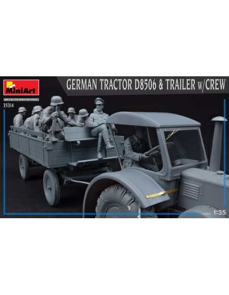 GERMAN TRACTOR D8506 & TRAILER w/CREW