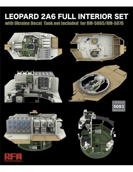 Leopard 2A6 Full Interior Set With Ukraine Decal For RFM-5065/RFM-5076 (Tank Not included)