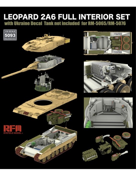 Leopard 2A6 Full Interior Set With Ukraine Decal For RFM-5065/RFM-5076 (Tank Not included)
