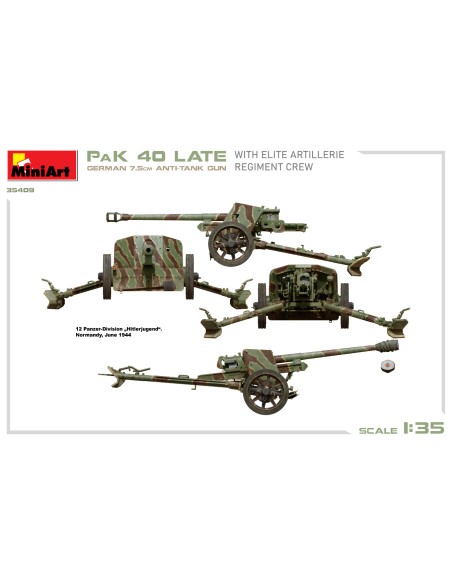 German 7,5cm Anti-Tank Gun PaK 40 Late With Elite Artillerie Regiment Crew