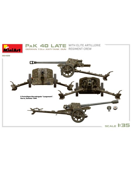 German 7,5cm Anti-Tank Gun PaK 40 Late With Elite Artillerie Regiment Crew