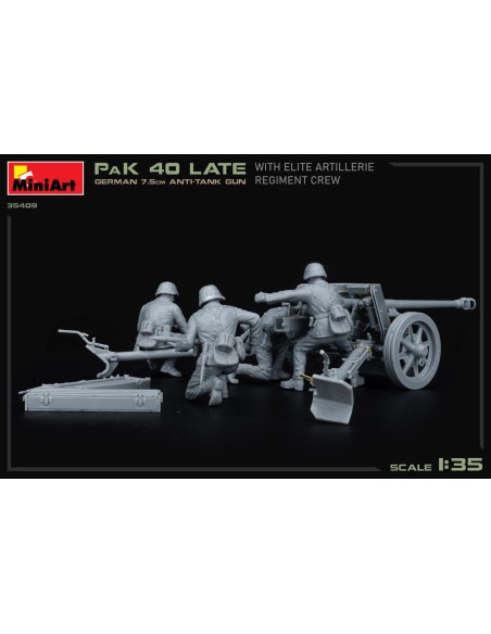 German 7,5cm Anti-Tank Gun PaK 40 Late With Elite Artillerie Regiment Crew