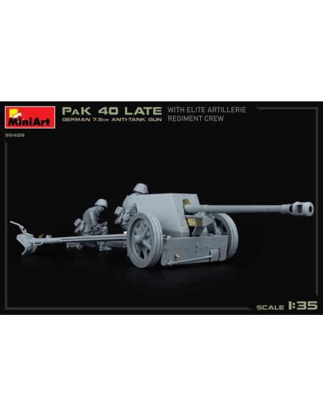 German 7,5cm Anti-Tank Gun PaK 40 Late With Elite Artillerie Regiment Crew