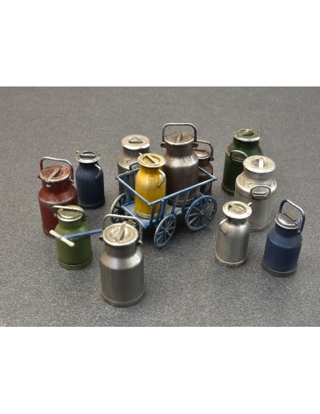 Milk Cans with Small Cart