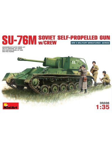 SU-76M Soviet self propelled gun with crew + CAÑON METALICO