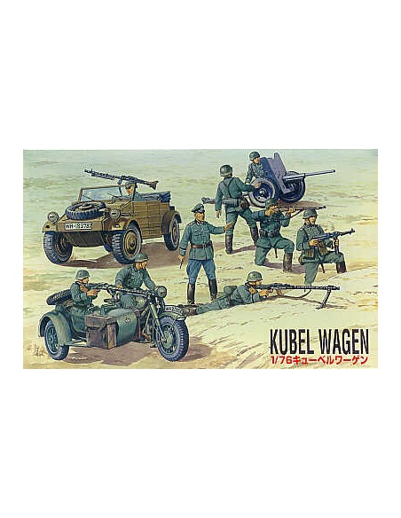 German Kubelwagen w/Gun, Howitzer, BMW Motorcycle w/Sidecar and Soldier