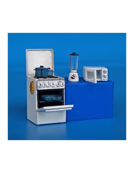 COCINA DE GAS, HORNO MICROONDAS Y LICUADORA 1/35