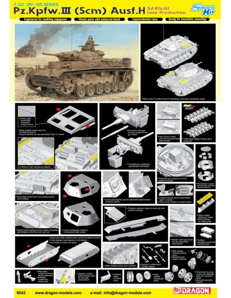 German PzKpfw.III (5cm) Ausf.H Sd.Kfz.141 Late Production Version LEER DESCRIPCION