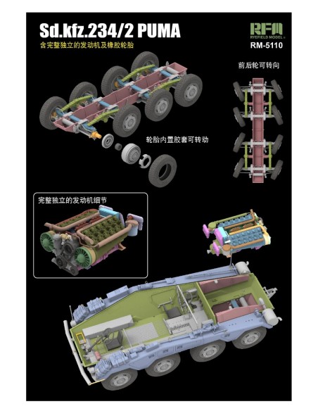 Sd.Kfz 234/2 Puma With Engine Parts