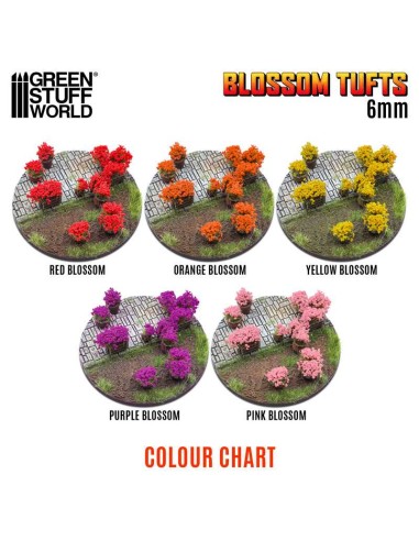 MATAS CON FLOR - TUFTS – 6mm - FLORES ROJAS