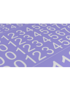 Decal Numbers - large, white, type 1 2