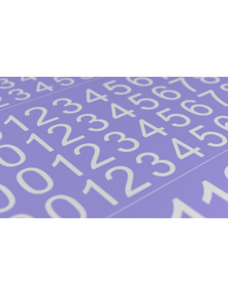 Decal Numbers - large, white, type 1