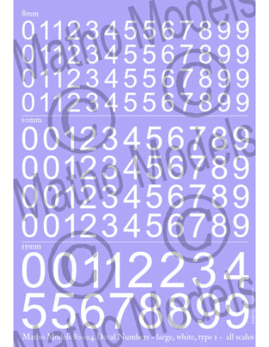 Decal Numbers - large, white, type 1