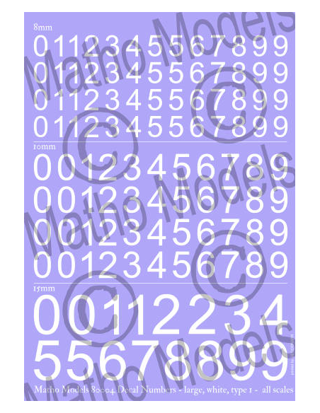 Decal Numbers - large, white, type 1