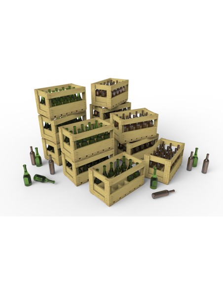 WINE BOTTLES & WOODEN CRATES
