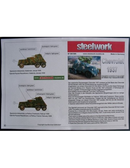 PANZERWAGEN CHEVROLET 1937 SPANISH REPUBLICAN ARMY  1/72