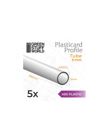 PERFIL PLASTICARD TUBO 5 mm (x 5)