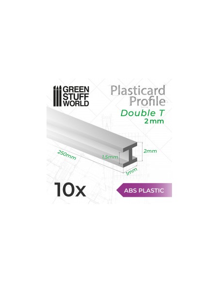 PERFIL PLASTICARD DOBLE-T 2 mm (x 10)