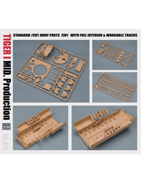 Pz.Kpfw. VI Ausf. E Tiger I MID. Production Standard/Cut Away Parts 2IN1 With Full Interior And Workable Tracks