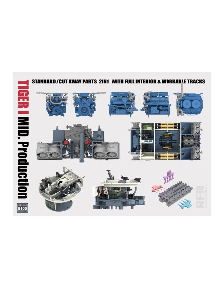 Pz.Kpfw. VI Ausf. E Tiger I MID. Production Standard/Cut Away Parts 2IN1 With Full Interior And Workable Tracks