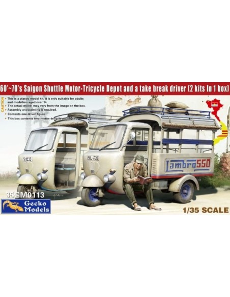 60'-70's Saigon Shuttle Motor - Tricycle Depot And A Take Break Driver (2 Kits In 1 Box)