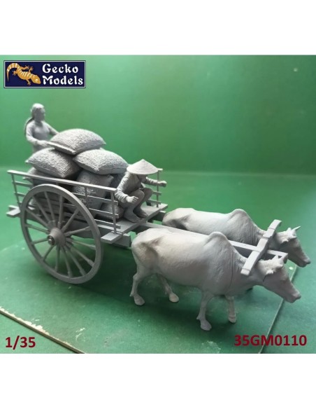 60'-70's Vietnamese Farmer Cattle Cart