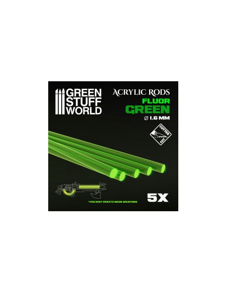 BARRAS ACRÍLICAS REDONDAS FLÚOR VERDE 1,6mm