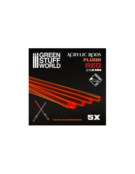 BARRAS ACRÍLICAS REDONDAS FLÚOR ROJO-NARANJA 1,6mm