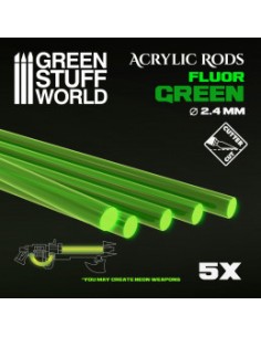 BARRAS ACRÍLICAS REDONDAS FLÚOR VERDE 2,4 mm