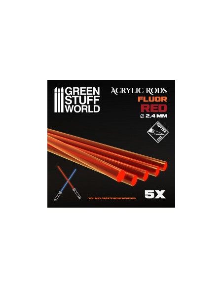 BARRAS ACRÍLICAS REDONDAS FLÚOR ROJO-NARANJA 2,4 mm