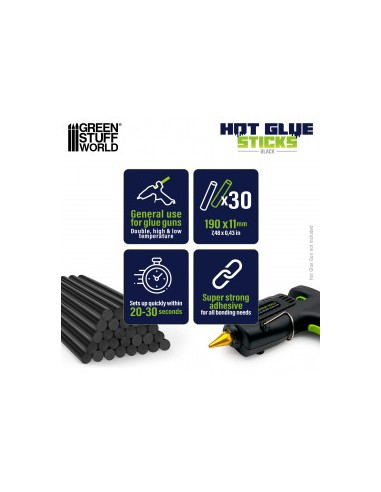 BARRITAS SILICONA 11mm 190mm NEGRA (X30)