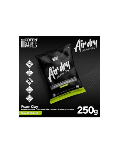 Air Dry Foam Clay 250gr. - Negro