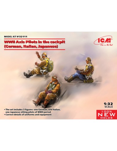 WWII Axis Pilots in the cockpit (German, Italian, Japanese) (100% new molds)