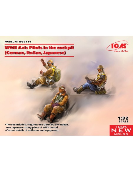 WWII Axis Pilots in the cockpit (German, Italian, Japanese) (100% new molds)