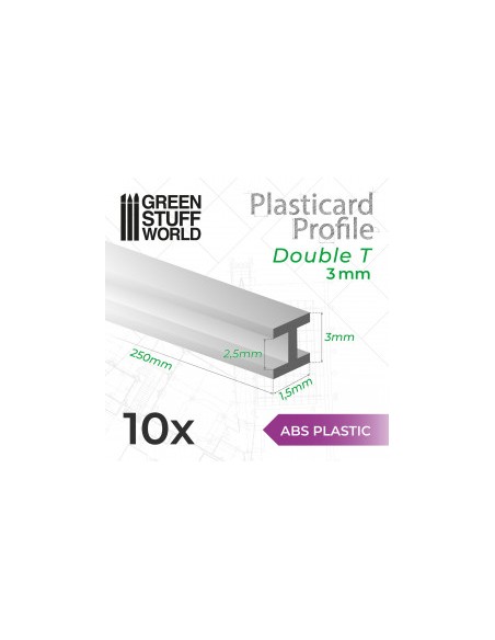 PERFIL PLASTICARD DOBLE-T 3mm (x 10)
