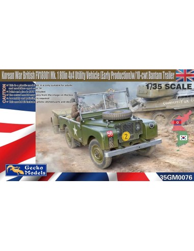 Korean War British FV18001 Mk.1 80in 4x4 Utility Vehicle early w/ 10cwt Bantam Trailer