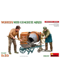 Workers with Concrete Mixer