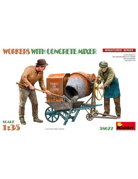Workers with Concrete Mixer