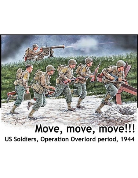 Move, move, move US Soldiers, Operation Overlord period, 1944