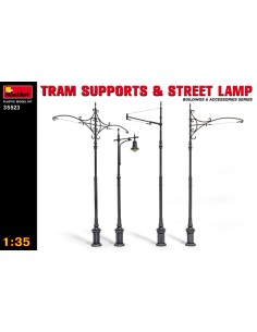 Tram supports and street lamp