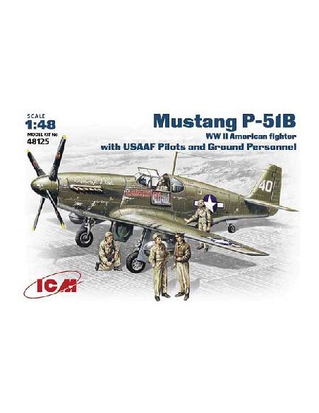 North American Mustang P-51B US WW2 Fighter with US AF Pilots and Ground Personnel model kit