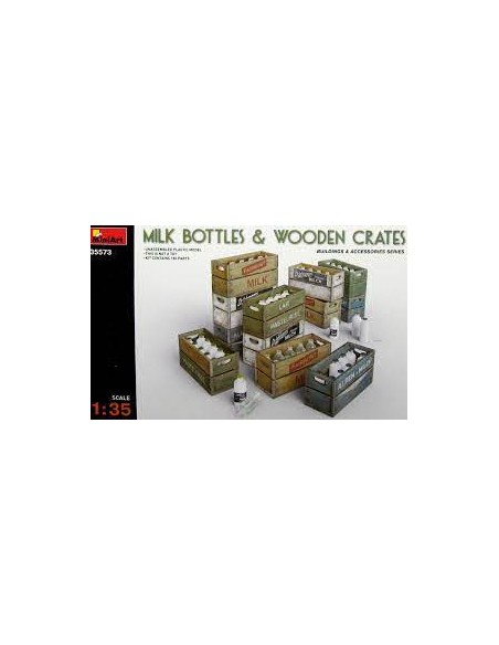 MILK BOTTLES & WOODEN CRATES