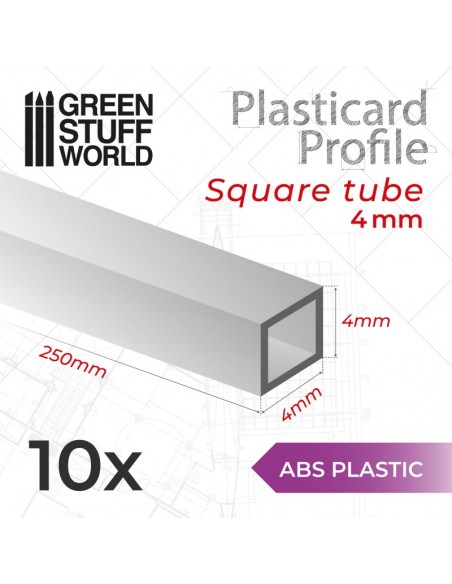 PERFIL PLASTICARD TUBO CUADRADO 4 mm
